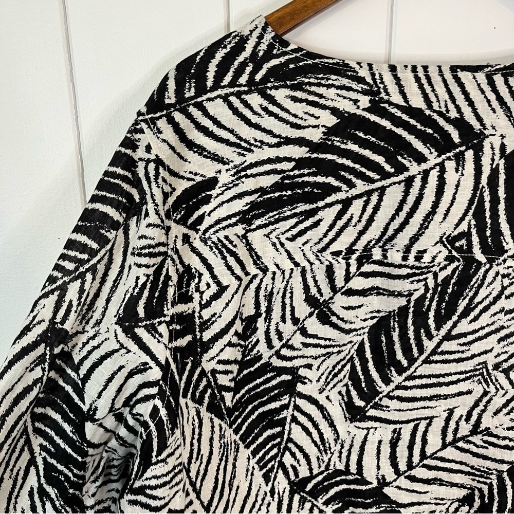Cynthia Rowley 100% Linen Black and White Palm Print Tunic Top. Size 3X. - Picture 6 of 8
